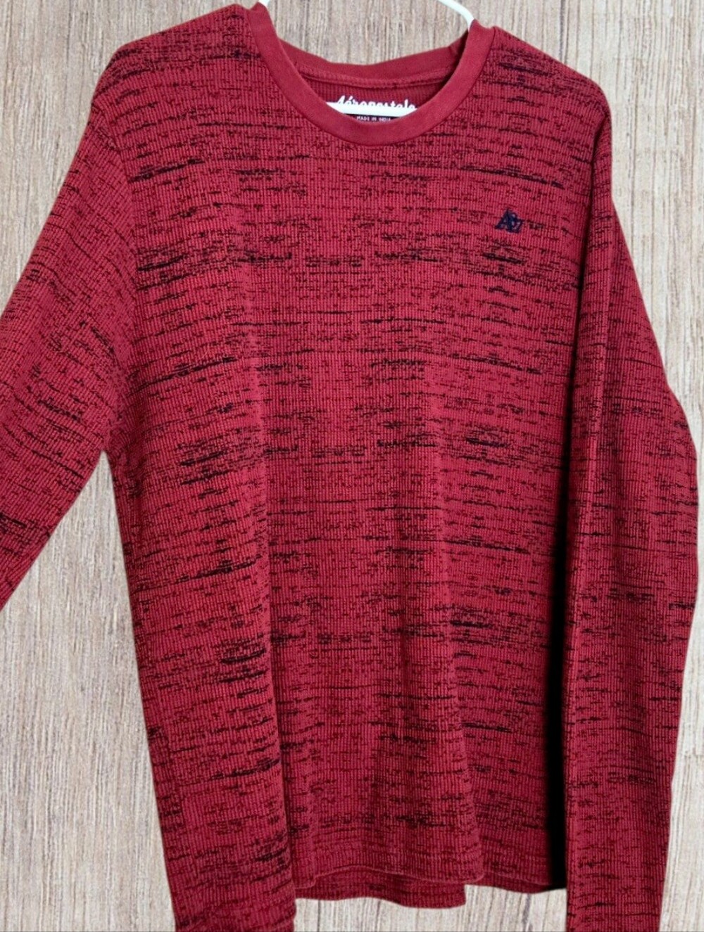 Aeropostale Red Waffle-knit Henley Shirt Long Sleeve Thermal Sz XL / Y2K Grunge